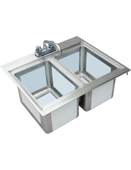 Drop-in Bar Sink 2 bowls Stainless steel | Stalwart DIBS2FB101410