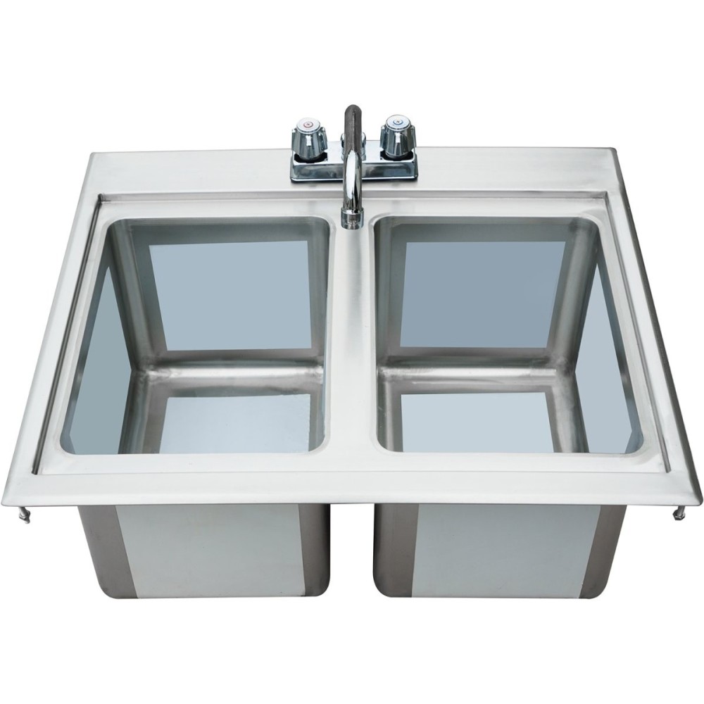 Drop-in Bar Sink 2 bowls Stainless steel | Stalwart DIBS2FB101410