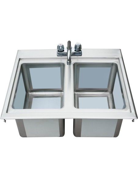Drop-in Bar Sink 2 bowls Stainless steel | Stalwart DIBS2FB101410