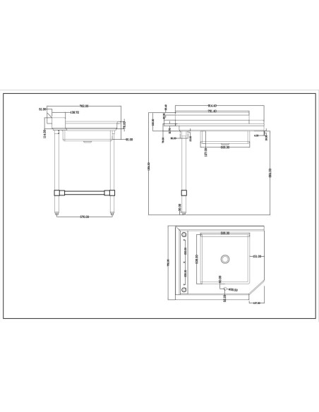 Commercial Stainless steel Pass Through Dishwasher Table with Sink Left 914mm Width | Stalwart DA-DC1T3036LEFTSINK