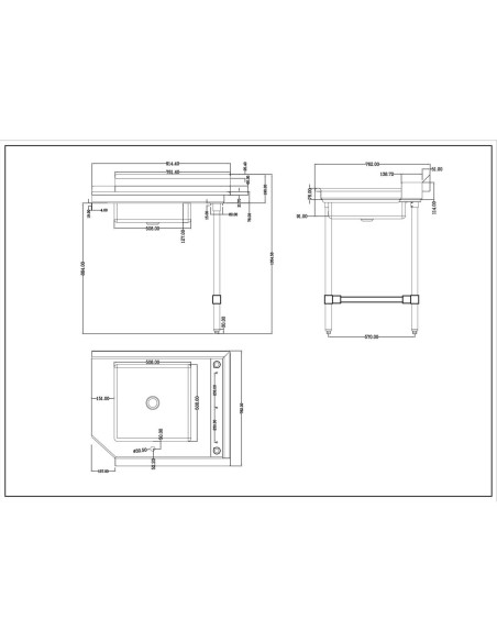 Commercial Stainless steel Pass Through Dishwasher Table with Sink Right 914mm Width | Stalwart DA-DC1T3036RIGHTSINK
