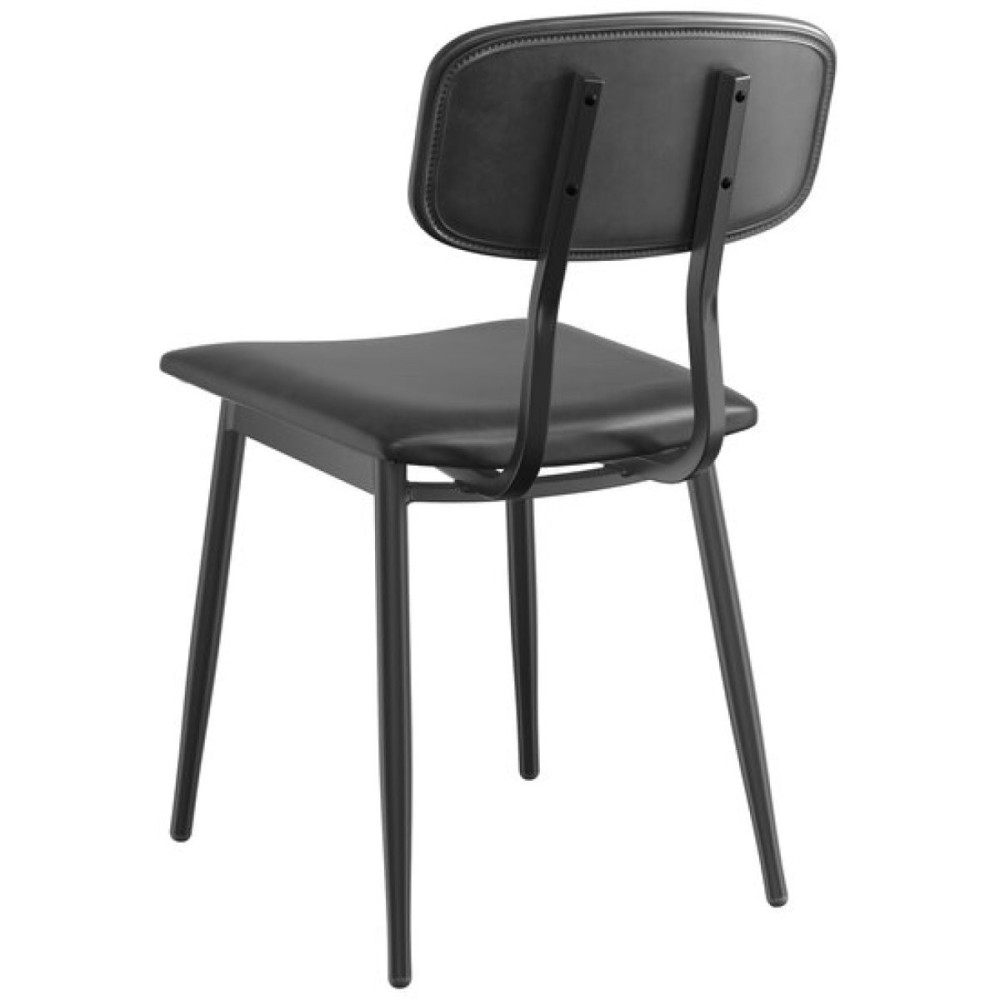 4pcs Black Steel Chair with Black Vinyl Cushion Seat &amp Black Vinyl Back | Stalwart DA-GS60606BLACKCUSHSEATBLACKBACK