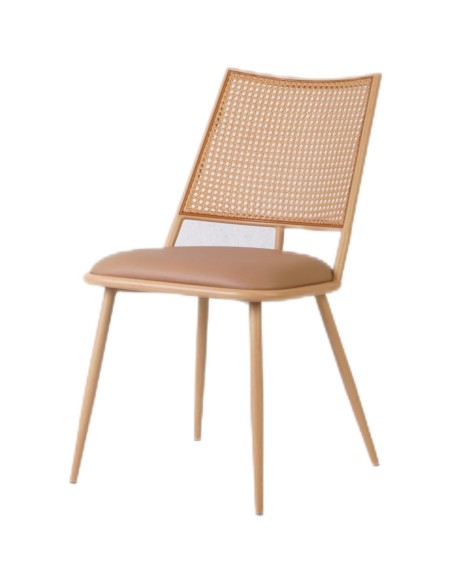 4pcs Bistro Rattan Chair with Brown Vinyl Seat Square Back | Stalwart DA- GSM1024NATURAL