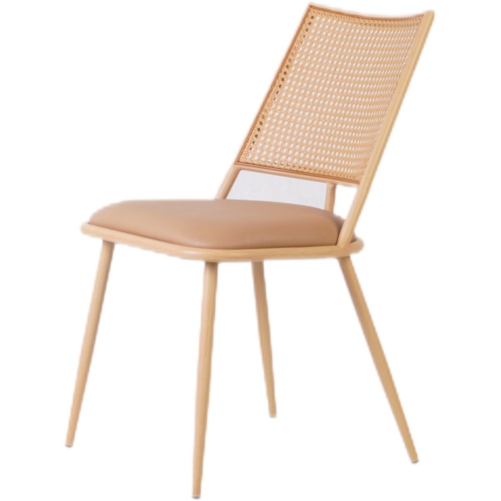 4pcs Bistro Rattan Chair with Brown Vinyl Seat Square Back | Stalwart DA- GSM1024NATURAL