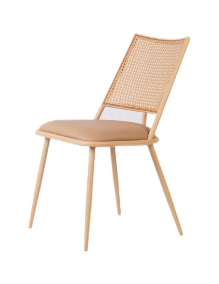4pcs Bistro Rattan Chair with Brown Vinyl Seat Square Back | Stalwart DA- GSM1024NATURAL