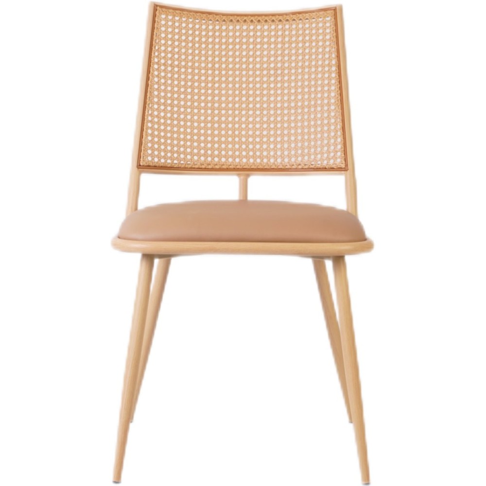 4pcs Bistro Rattan Chair with Brown Vinyl Seat Square Back | Stalwart DA- GSM1024NATURAL