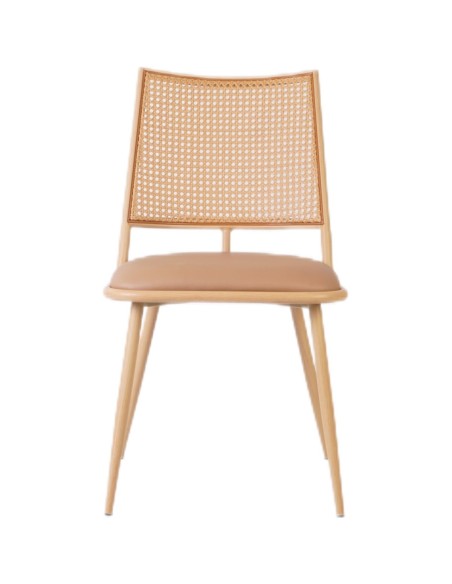 4pcs Bistro Rattan Chair with Brown Vinyl Seat Square Back | Stalwart DA- GSM1024NATURAL
