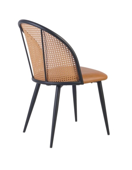 4pcs Bistro Rattan Chair with Black Vinyl Seat Round Back | Stalwart DA- GSM1023BLACK