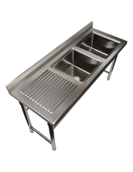 Commercial Sink Stainless steel 1700x600x900mm 2 bowls right Splashback | DA-ST245BR