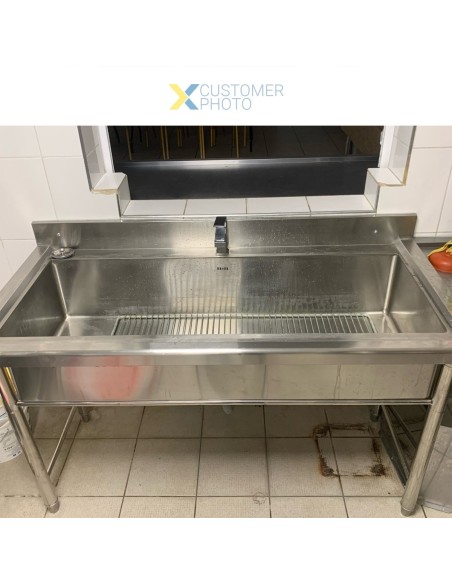 Commercial Pot Wash Sink Stainless steel 1 bowl Splashback 1500mm Depth 700mm | DA-PSR15070