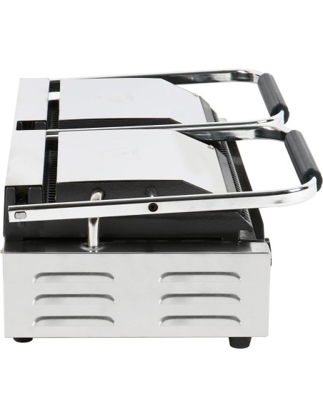 Heavy Duty Twin Panini Contact grill Dual Zone 1.8kW Ribbed | Stalwart DA-MLP813