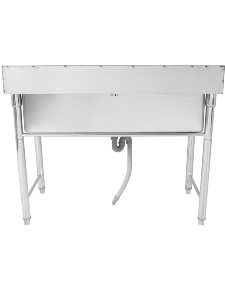 Commercial Hand and Pot Wash Sink Stainless steel 1 bowl Splashback 1800mm Depth 500mm Round legs | Stalwart DA-PSR18050