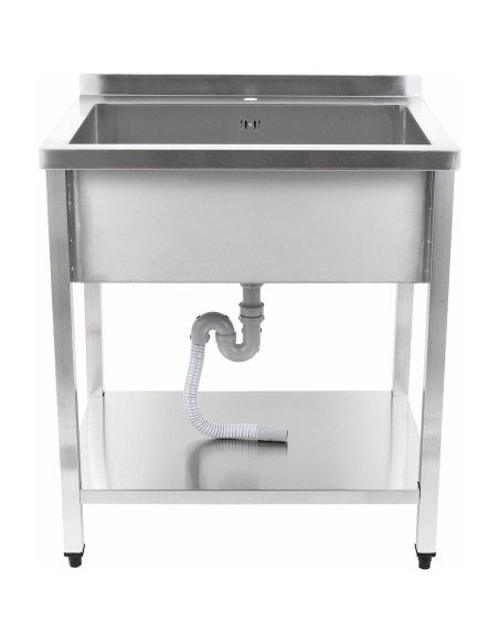 Commercial Pot Wash Sink Stainless steel 1 bowl Splashback Bottom shelf 800x600x900mm Square legs | Stalwart DA-PSA8060U