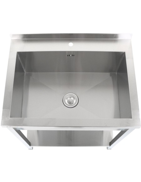 Commercial Pot Wash Sink Stainless steel 1 bowl Splashback Bottom shelf 800x600x900mm Square legs | Stalwart DA-PSA8060U