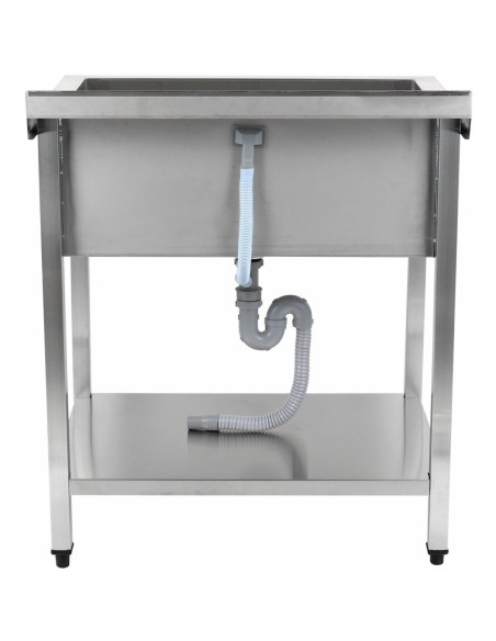 Commercial Pot Wash Sink Stainless steel 1 bowl Splashback Bottom shelf 800x600x900mm Square legs | Stalwart DA-PSA8060U
