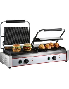 Heavy Duty Twin XL Panini Contact grill Ribbed 4.4kW Dual Zone | Stalwart DA-HEG813E 2