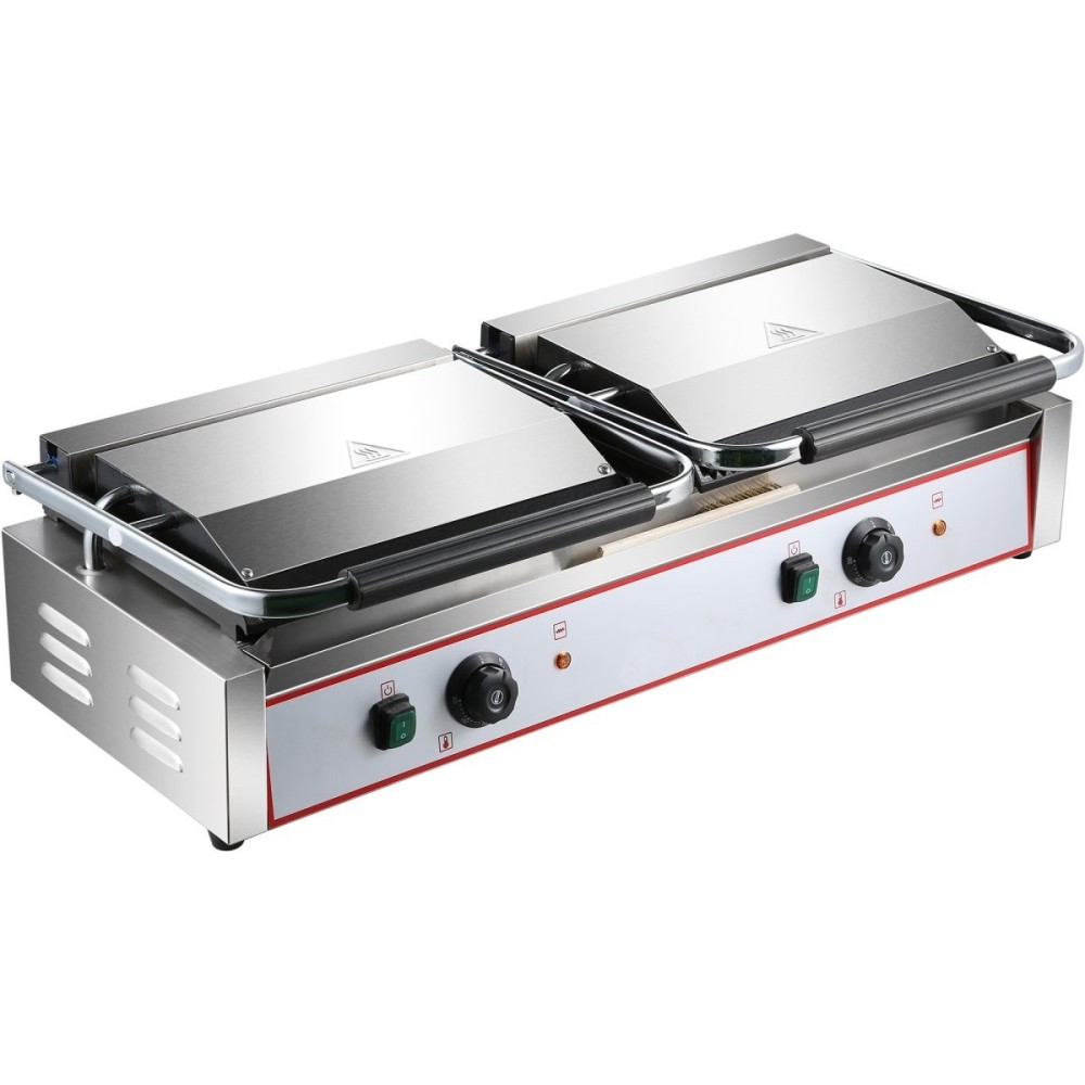 Heavy Duty Twin XL Panini Contact grill Ribbed 4.4kW Dual Zone | Stalwart DA-HEG813E