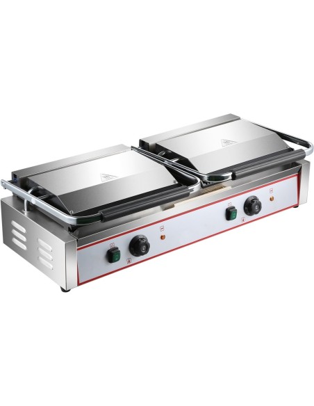 Heavy Duty Twin XL Panini Contact grill Ribbed 4.4kW Dual Zone | Stalwart DA-HEG813E