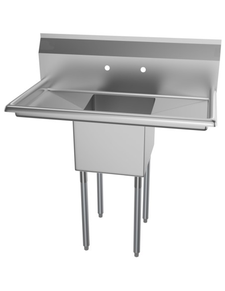 Commercial Pot Wash Sink Stainless steel 1 bowl Splashback 1370x600x1110mm Round legs | Stalwart DA-C1T18181218LR