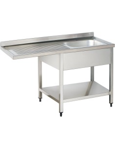 Commercial Sink for dishwashers 1 bowl Right Bottom shelf Splashback 1200mm Depth 600mm | DA-THSTR126SBR1
