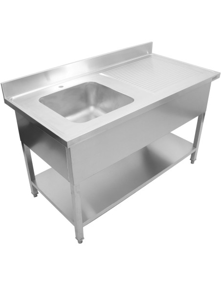 Commercial Sink Stainless steel 1 bowl Left Bottom shelf Splashback 1000mm Depth 600mm | DA-THSTR106BL1