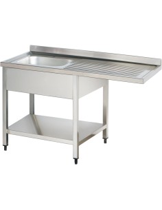 Commercial Sink for dishwashers 1 bowl Left Bottom shelf Splashback 1200mm Depth 600mm | DA-THSTR126SBL1