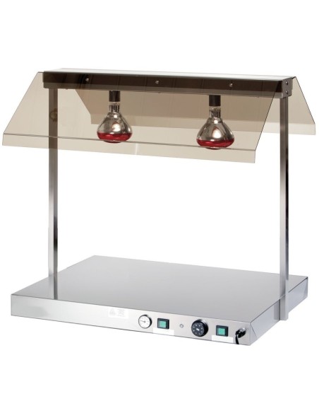 Buffet food warmer with gantry Stainless steel 2 infrared lamps Sneeze guards 2xGN1/1 | Stalwart WM2FXX