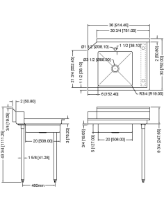 Commercial Stainless steel Pass Through Dishwasher Table with Sink Right 914mm Width | Stalwart SDT36R 2