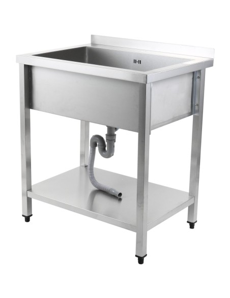 Commercial Pot Wash Sink Stainless steel 1 bowl Splashback Bottom shelf 800x700x900mm Square legs | Stalwart DA-PSA8070U