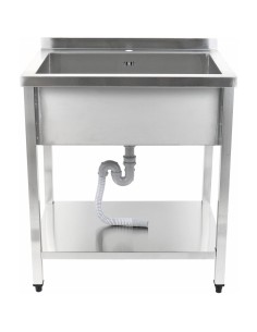 Commercial Pot Wash Sink Stainless steel 1 bowl Splashback Bottom shelf 800x700x900mm Square legs | Stalwart DA-PSA8070U 2