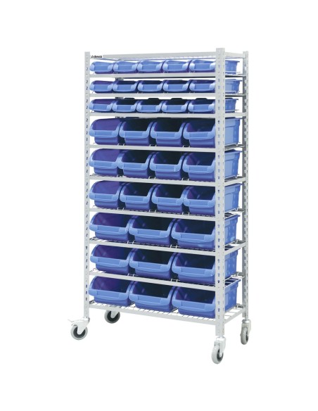 Commercial Heavy Duty Mobile Shelving Unit 9 Tier 36 bins 860x410x1780mm | Stalwart DA-SBRHD3691