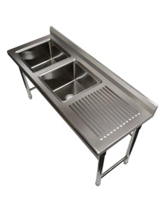 Commercial Sink Stainless steel 1700x600x900mm 2 bowls left Splashback | DA-ST245BL
