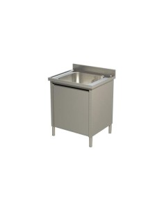 Commercial Sink with Cupboard Stainless steel 1 bowl Splashback Width 800mm Depth 600mm | DA-VSC86BS