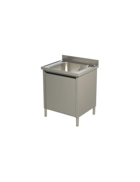 Commercial Sink with Cupboard Stainless steel 1 bowl Splashback Width 800mm Depth 600mm | DA-VSC86BS