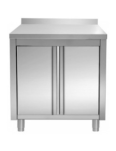 Commercial Worktop Floor Cupboard Hinged doors Stainless steel Width 800mm Depth 700mm Upstand | Stalwart VTC87SLB