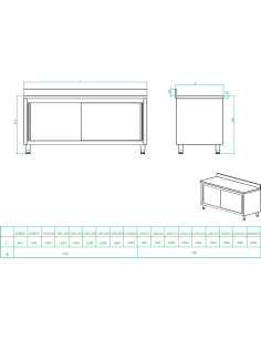 Commercial Worktop Floor Cupboard Hinged doors Stainless steel Width 800mm Depth 700mm Upstand | Stalwart VTC87SLB 2