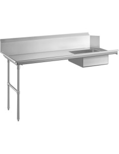 Commercial Stainless steel Pass Through Dishwasher Table with Sink Left 1219mm Width | Stalwart SDT48L