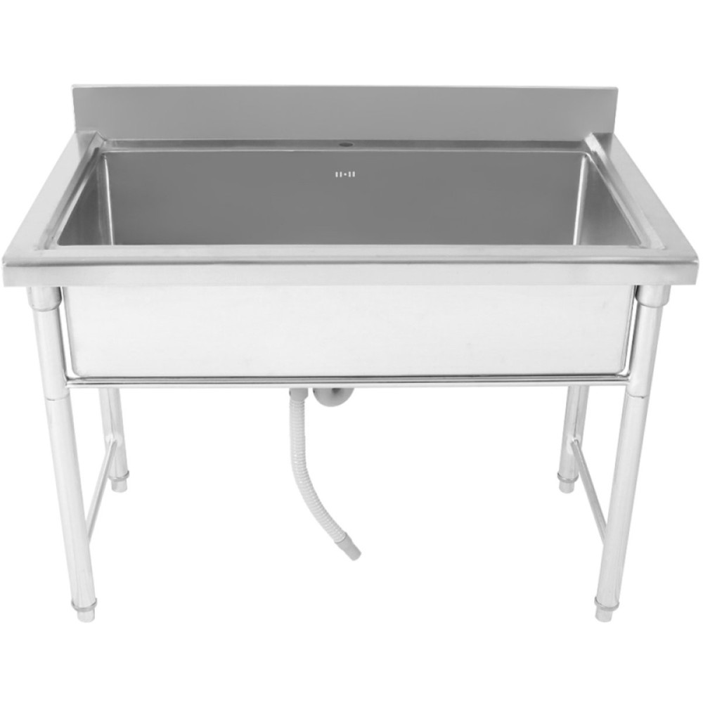 Commercial Hand and Pot Wash Sink Stainless steel 1 bowl Splashback 2000mm Depth 500mm Round legs | Stalwart DA-PSR20050