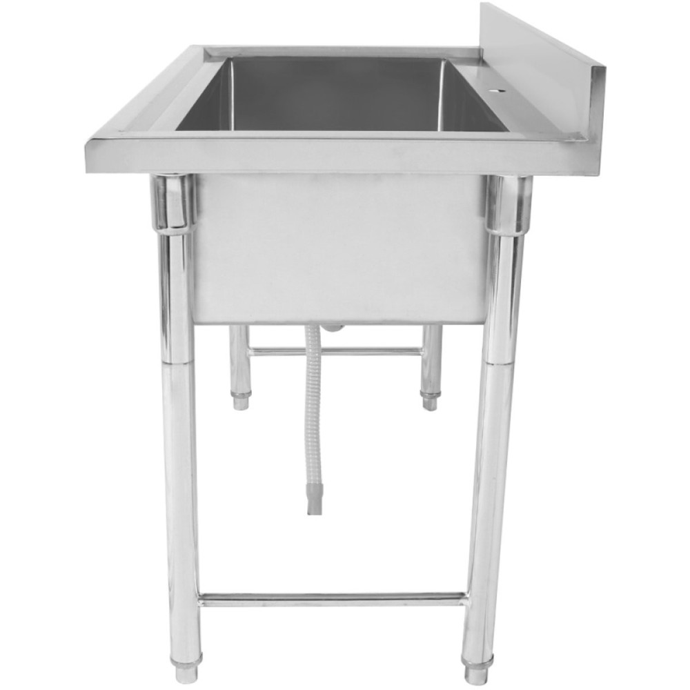 Commercial Hand and Pot Wash Sink Stainless steel 1 bowl Splashback 2000mm Depth 500mm Round legs | Stalwart DA-PSR20050
