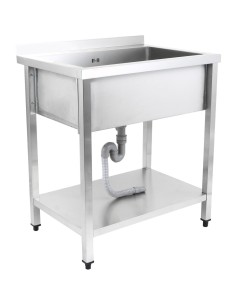 Commercial Pot Wash Sink Stainless steel 1 bowl Splashback Bottom shelf 1200x600x900mm Square legs | Stalwart DA-PSA12060U