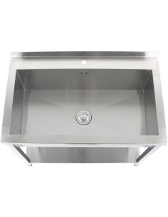Commercial Pot Wash Sink Stainless steel 1 bowl Splashback Bottom shelf 1200x600x900mm Square legs | Stalwart DA-PSA12060U 2