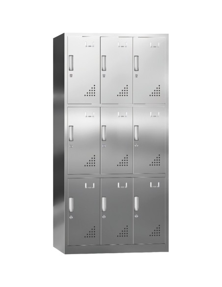 Commercial Stainless Steel 9 Door Locker 900x500x1800mm | Stalwart DA-MYSLC09