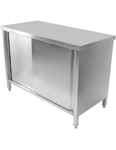 Commercial Worktop Floor Cupboard Sliding doors Stainless steel Width 1400mm Depth 700mm | DA-VTC147SL