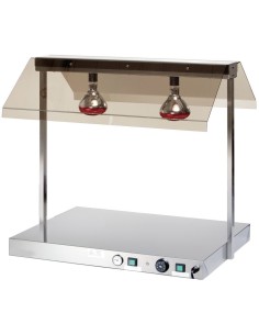 Buffet food warmer with gantry Stainless steel 2 infrared lamps Sneeze guards 2xGN1/1 | DA-WM2F