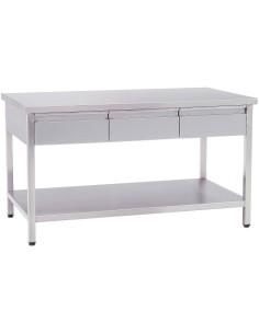 Professional Work table Stainless steel 3 drawers Bottom shelf 1500x700x850mm | Stalwart DA-VT1573D