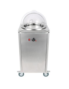 Heated Plate dispenser trolley Stainless steel 12''/300mm 50 plates with Rolltop Cover | Stalwart DA-TDDS1C 2