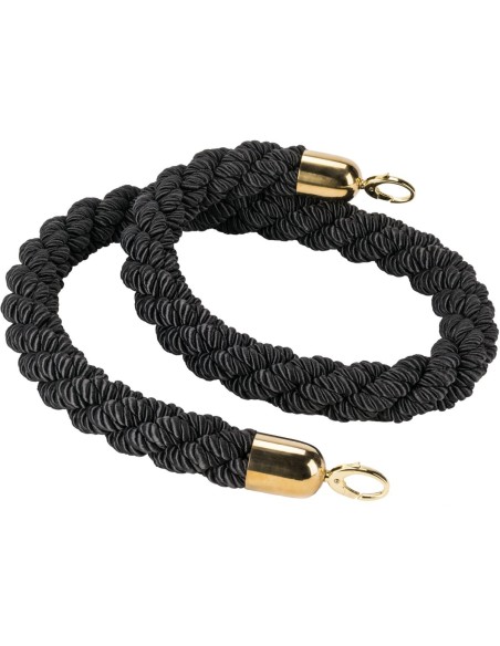 Black Braided Stanchion Rope with Gold ends 1.5m | Stalwart DA-BR01BG