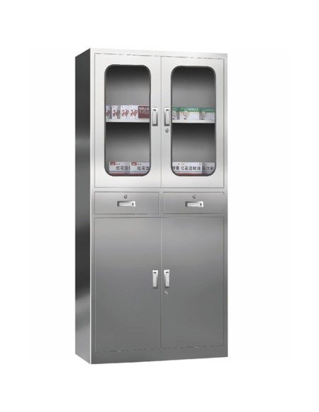 Commercial Stainless Steel Cabinet 4 Doors 2 Drawers 900x400x1800mm | Stalwart DA-MYSLC03