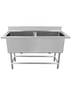 Commercial Pot Wash Sink Stainless steel 2 bowl 1410x600x900mm Round legs | Stalwart DA-YSA260141201