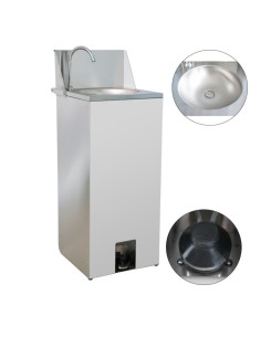 Foot Operated Mobile Wash Basin with Backsplash Paper Towel Dispenser & Castors Stainless Steel | DA-WHF278